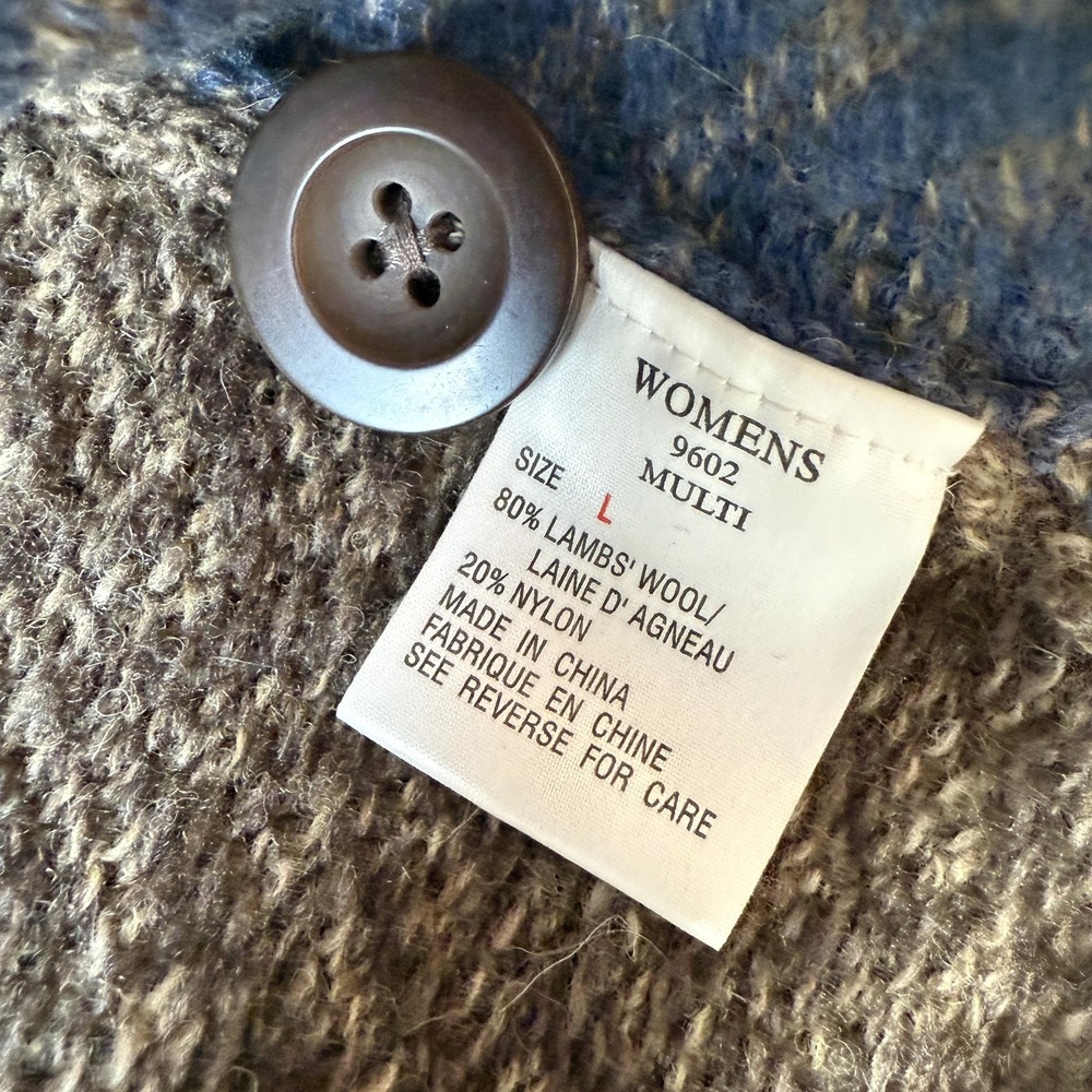Woolrich‎ Sweater Vest Womens Large Multi Color Lambswool Chevron Knit Patchwork - Picture 5 of 12